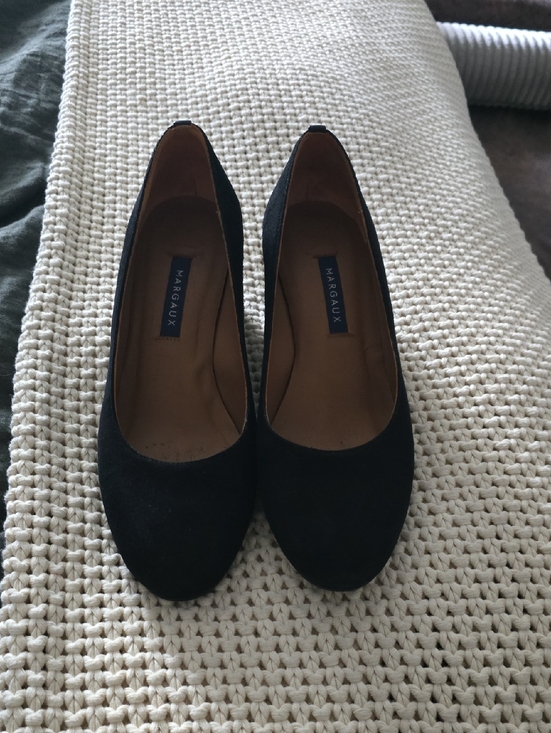 Margaux Shoes - Margaux Black Suede Rounded-Toe Classic Pumps